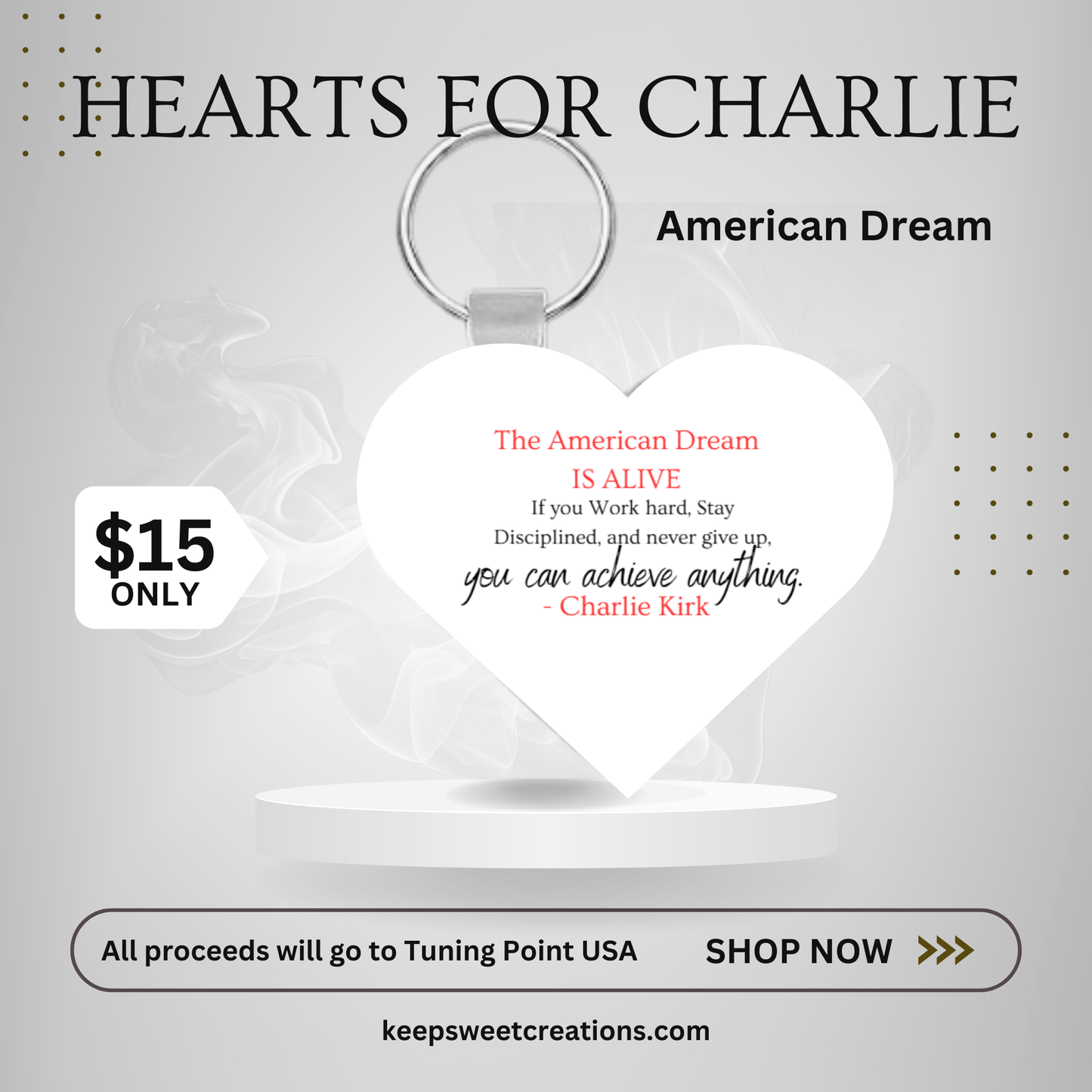 Hearts for Charlie Memorial Keychain – Double-Sided Heart