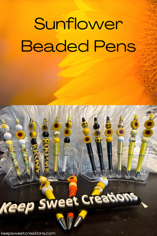 Sunflower Beaded Pens – Handcrafted Beaded Pen Gift | Cute Sunflower Stationery for Teachers, Coworkers & Flower Lovers