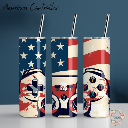 "American Independence Tumbler – Patriotic Gamer Design"
Celebrate freedom in style with this patriotic tumbler featuring a red, white, and blue gnome holding a video game controller against an American flag backdrop. Available in multiple sizes (20oz, 30oz, 32oz, 40oz) and styles, including water bottles. Perfect for gamers and patriots alike!