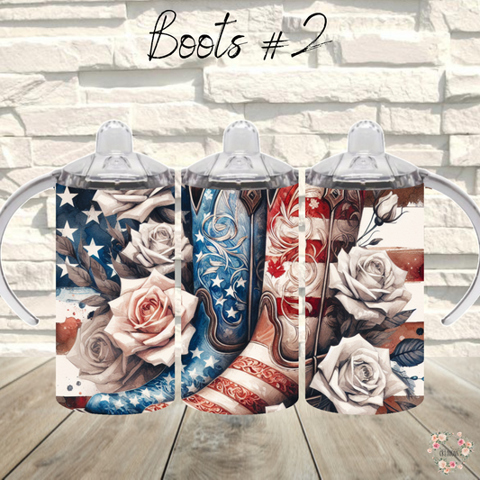 Patriotic Cowboy Boot Tumbler – American Flag Western Design (Cowboy Boots #2)