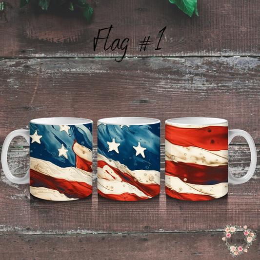 Vintage American Flag Tumbler – Distressed Patriotic Design (Flag #1)