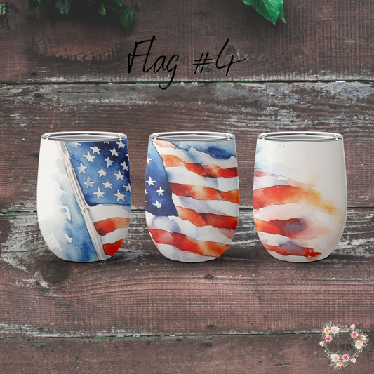 Watercolor American Flag Tumbler – Soft Patriotic Pride (Flag #4)