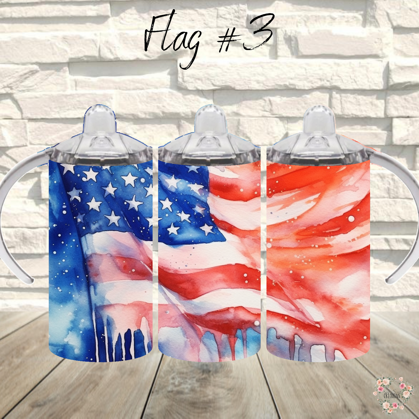 Flowing American Flag Tumbler – Patriotic Waving Flag Design (Flag #3)
