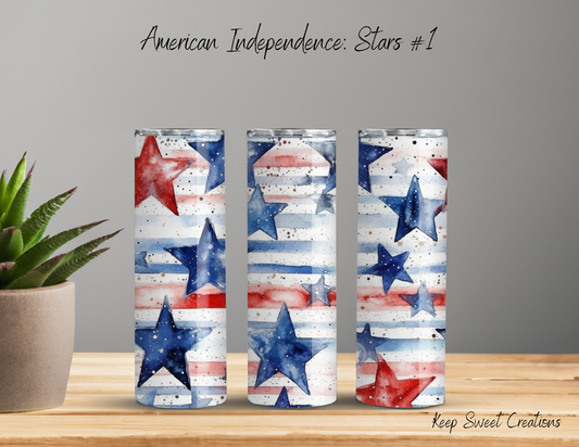 Stars & Stripes Patriotic Tumbler – Rustic Red, White & Blue Drinkware - (Stripes #1) Tumbler