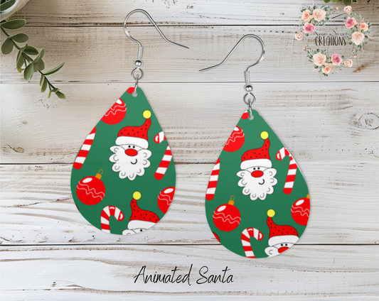 Christmas Santa Teardrop Earrings – Festive Holiday Jewelry