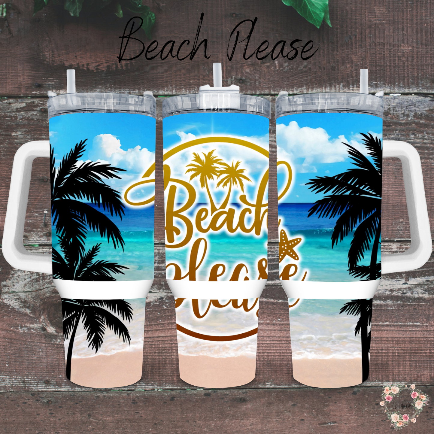 Beach Please Tumbler – A Sun-Kissed Paradise in Your Hand