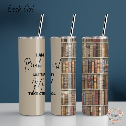 Book Girl Tumbler – Vintage Bookshelf Literary Gift
