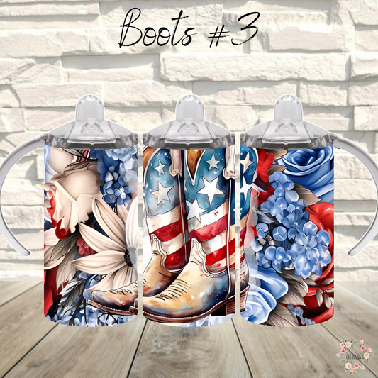 Patriotic Cowboy Boot Tumbler – American Flag Western Design (Cowboy Boots #3)