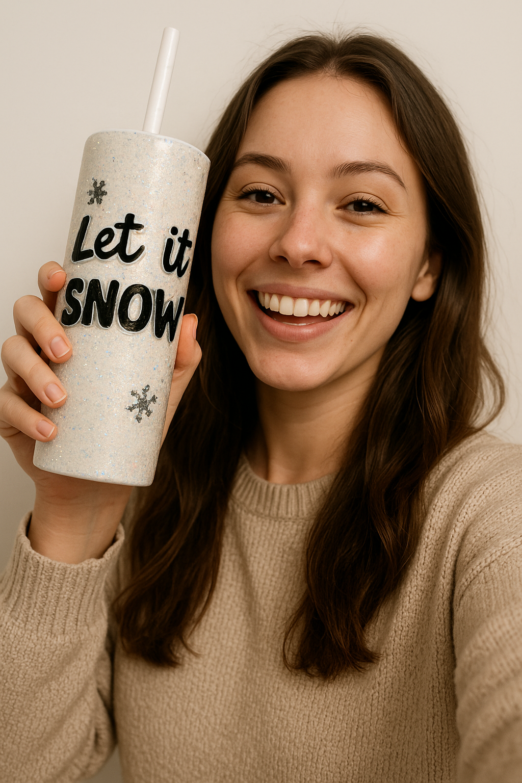 Let It Snow Snowglobe Tumbler – 20oz Winter Glitter Cup | Peak-a-Boo Snowflake Christmas Gift