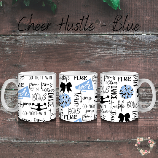 Cheer Hustle Tumbler – Black & Blue | Cheerleader, Dance, & Coach Gift | Insulated Travel Mug & Water Bottle