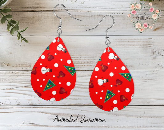 Christmas Snowman Teardrop Earrings – Festive Holiday Jewelry