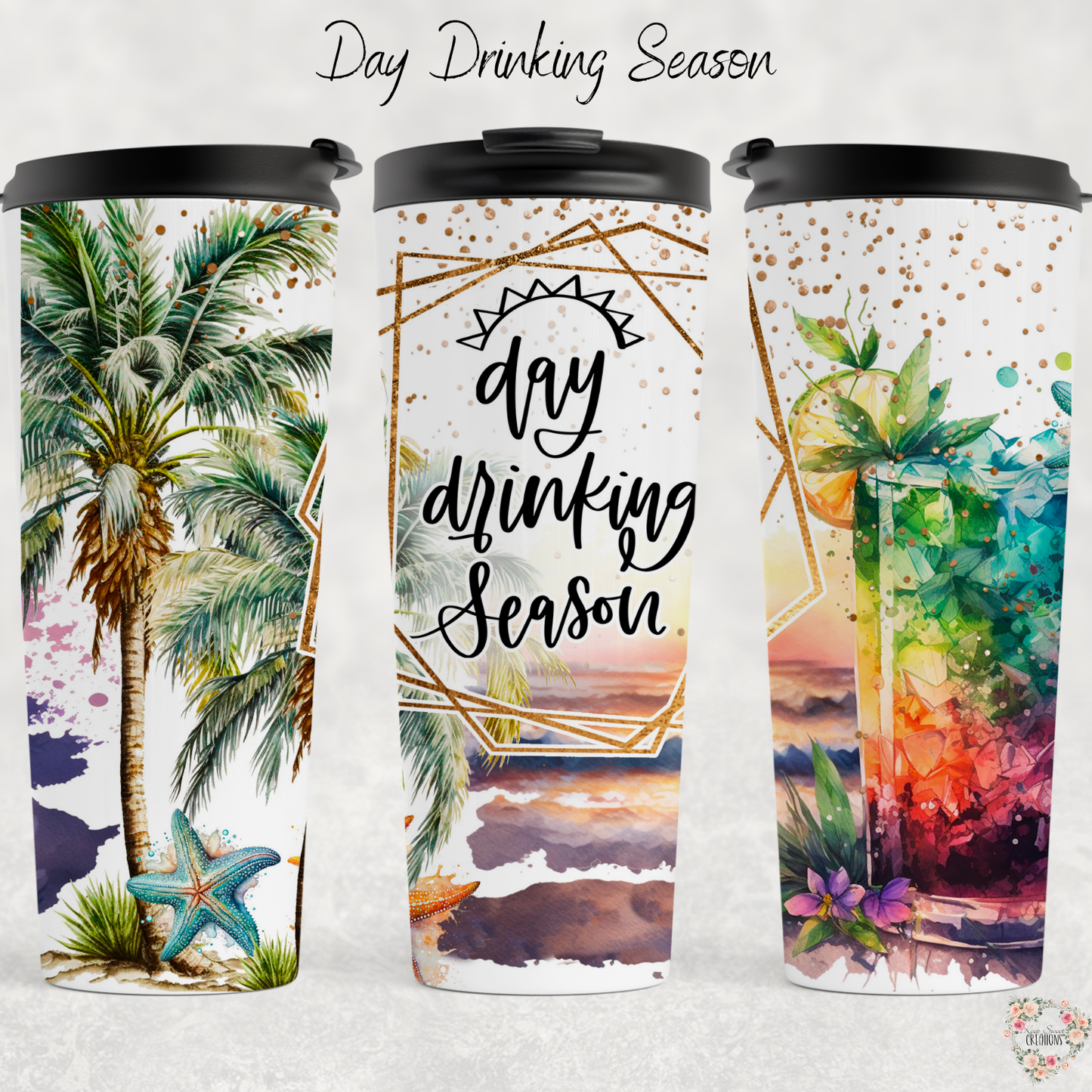 "Day Drinking Tumbler – Summer Cocktail Cup | Stainless Steel Tropical Travel Mug"