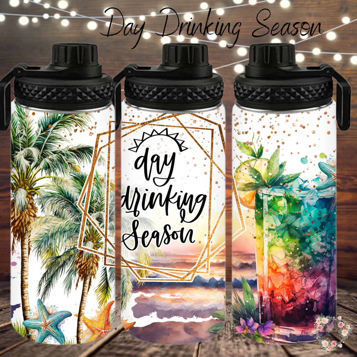 "Day Drinking Tumbler – Summer Cocktail Cup | Stainless Steel Tropical Travel Mug"
