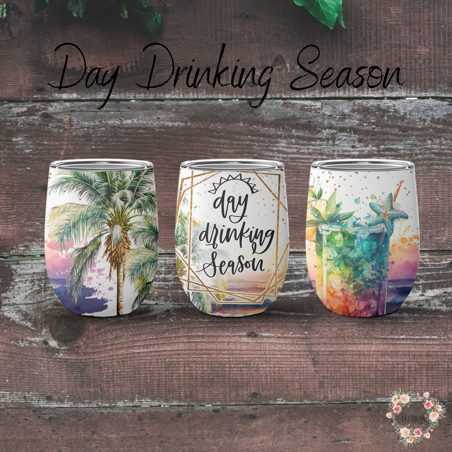"Day Drinking Tumbler – Summer Cocktail Cup | Stainless Steel Tropical Travel Mug"