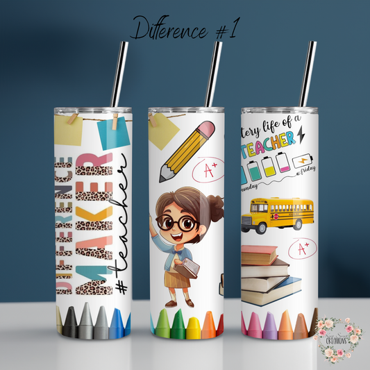 Teacher Tumbler – School Supply & Teacher Character Designs