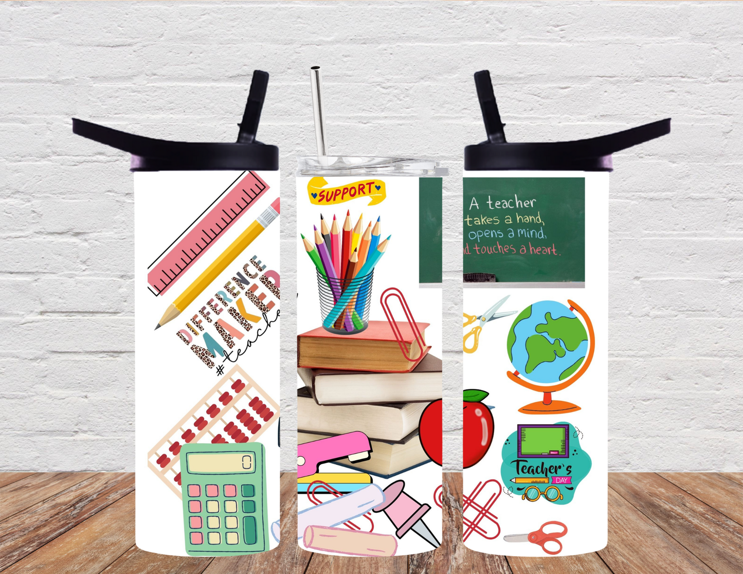 Teacher Tumbler – School Supply & Teacher Character Designs