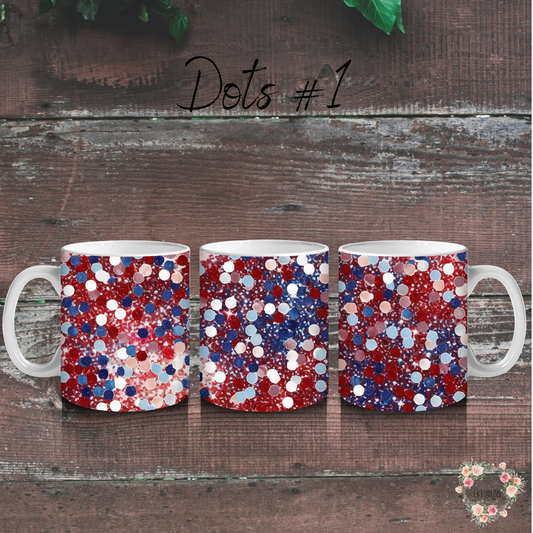 Patriotic Red White & Blue Tumbler – Dots Confetti Design (Independence Day Style #1)