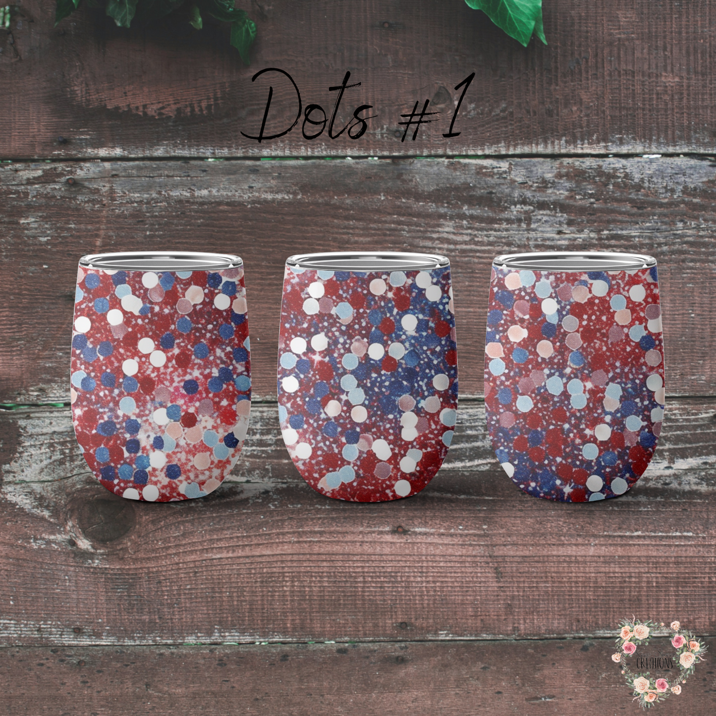 Patriotic Red White & Blue Tumbler – Dots Confetti Design (Independence Day Style #1)