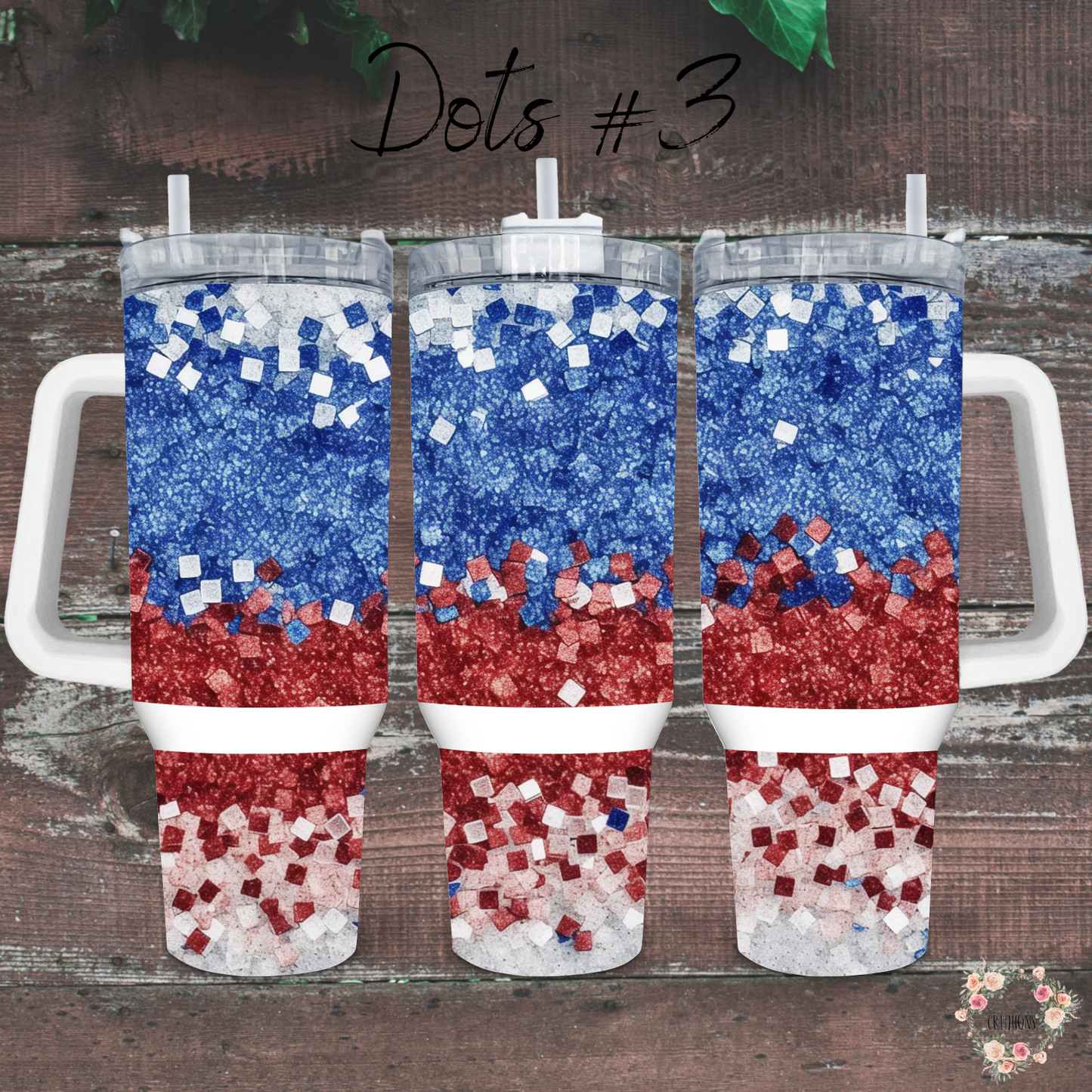 Red White & Blue Confetti Tumbler – Dots #3 Patriotic Cup for 4th of July & Summer