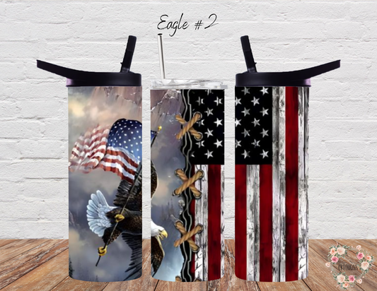 Powerful eagles soaring with the American flag, symbolizing freedom and resilience. ❤️💙