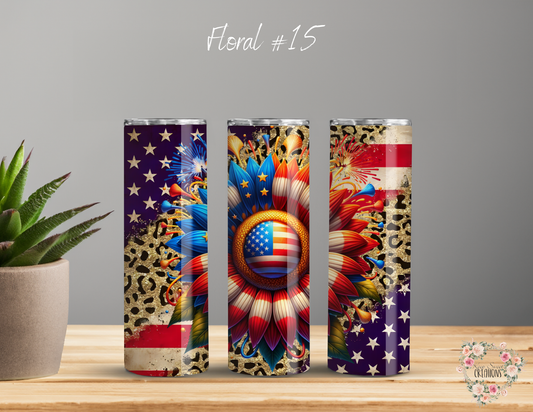 Patriotic Sunflower USA Cup | Red White & Blue Drinkware (Floral #15)