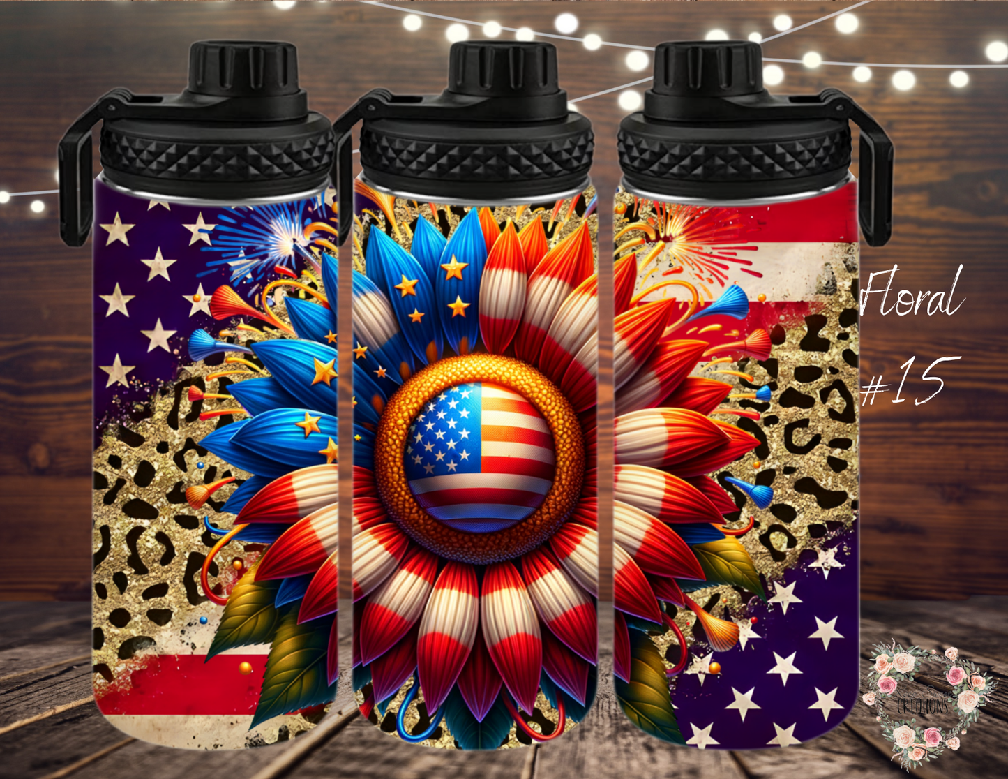 Patriotic Sunflower USA Cup | Red White & Blue Drinkware (Floral #15)