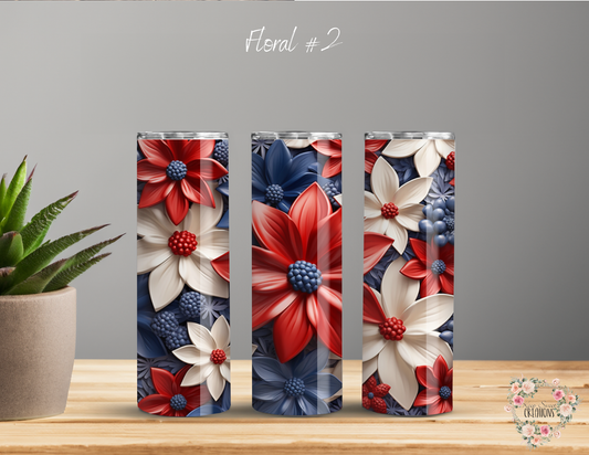 Patriotic Red, White & Blue Flowers | USA Drinkware (Floral #2)