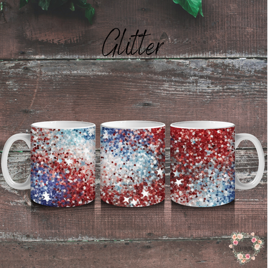 Glitter Tumbler – Red White & Blue Firework Cup | Patriotic Drinkware