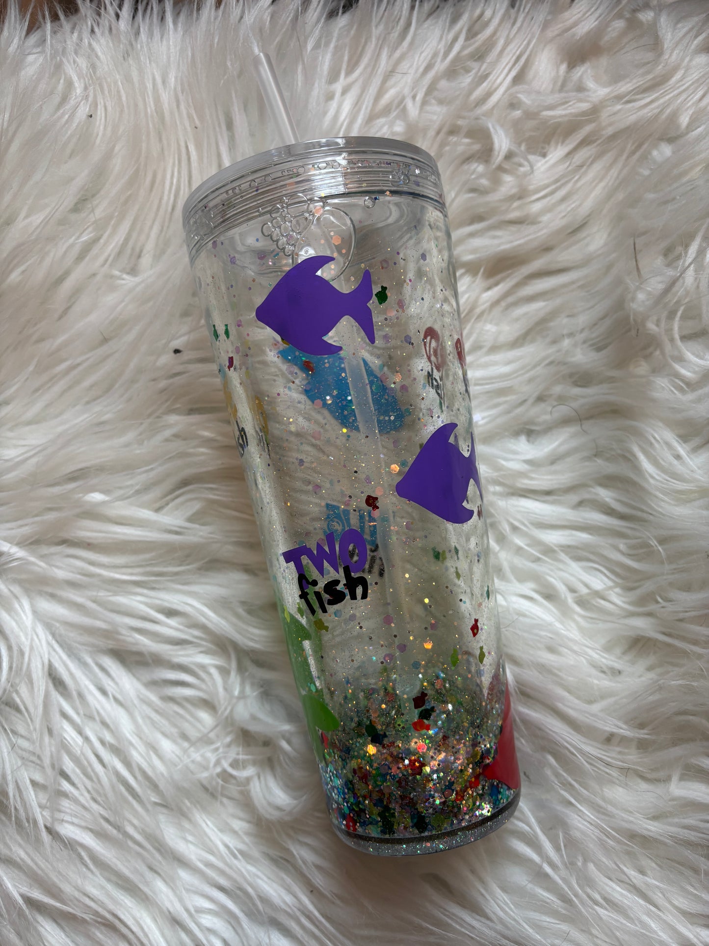One Fish Two Fish Glitter Snowglobe Tumbler – Dr. Seuss Inspired Cup