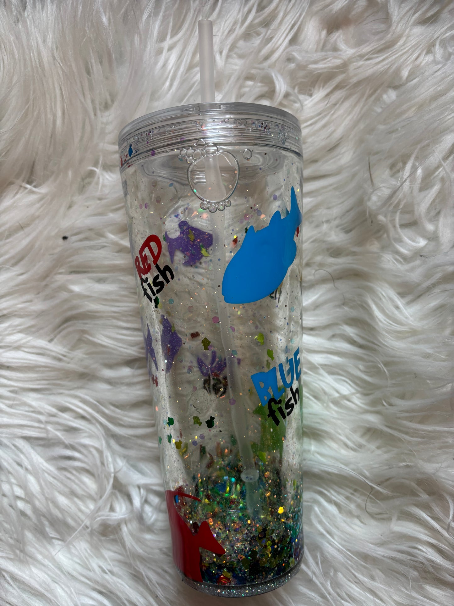 One Fish Two Fish Glitter Snowglobe Tumbler – Dr. Seuss Inspired Cup