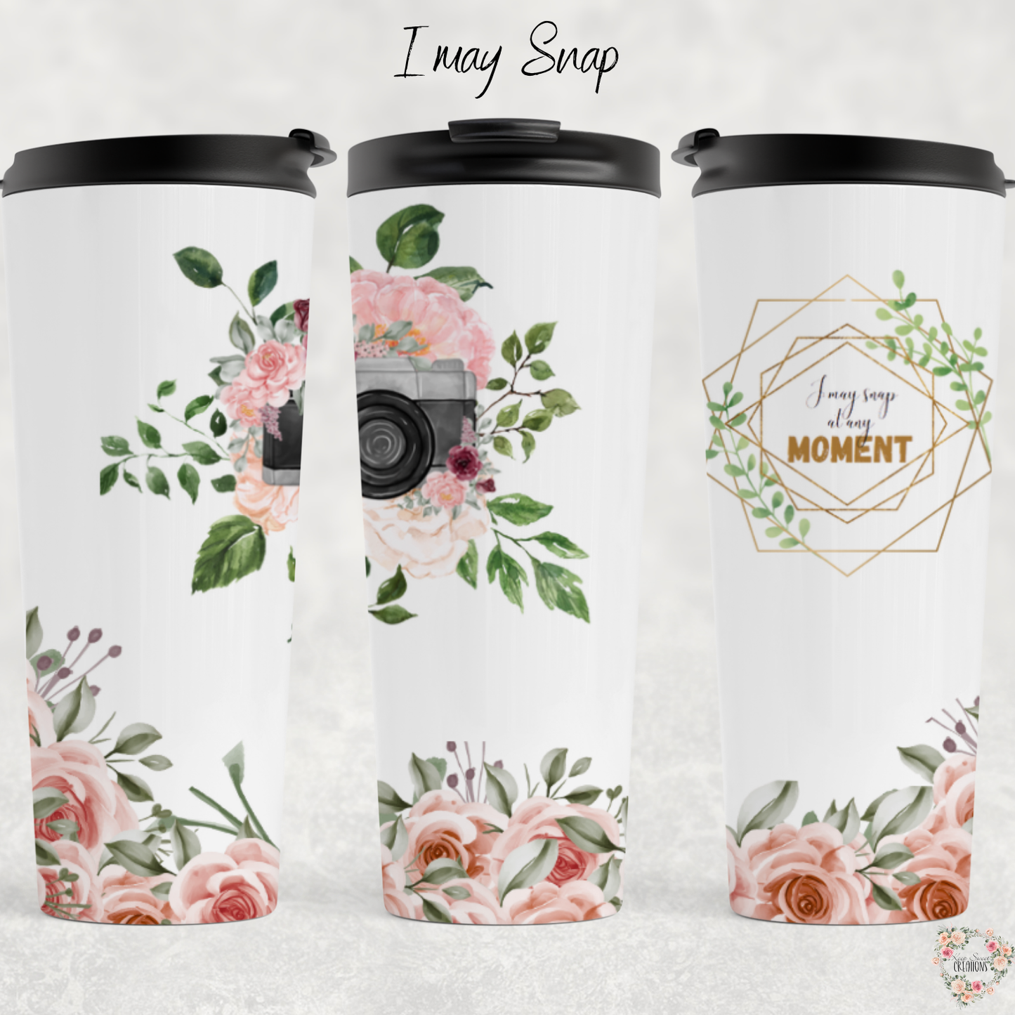 Rustic Camera Floral Tumbler – I May Snap | Photography & Flower Mug Gift