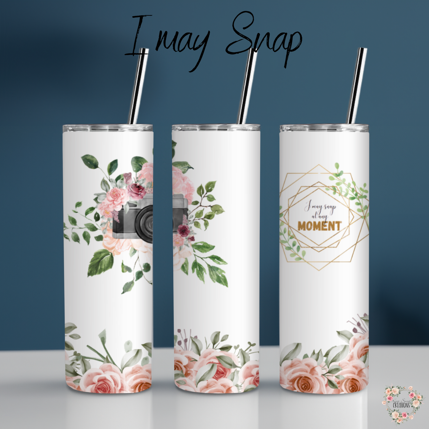 Rustic Camera Floral Tumbler – I May Snap | Photography & Flower Mug Gift