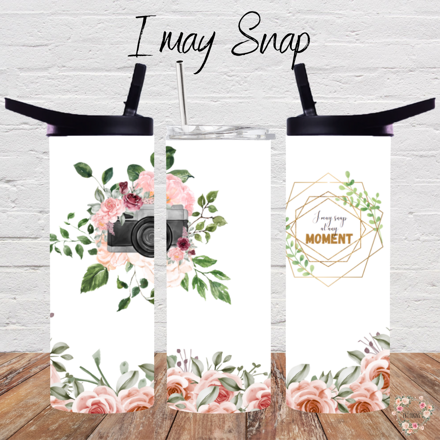 Rustic Camera Floral Tumbler – I May Snap | Photography & Flower Mug Gift