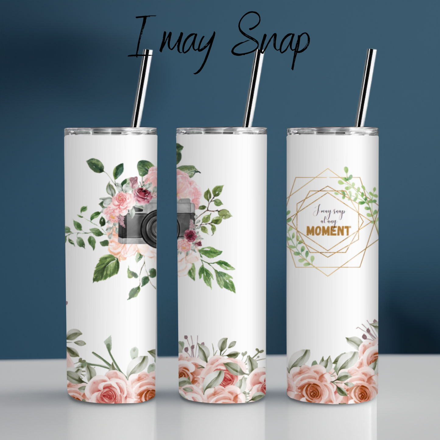 Rustic Camera Floral Tumbler – I May Snap | Photography & Flower Mug Gift