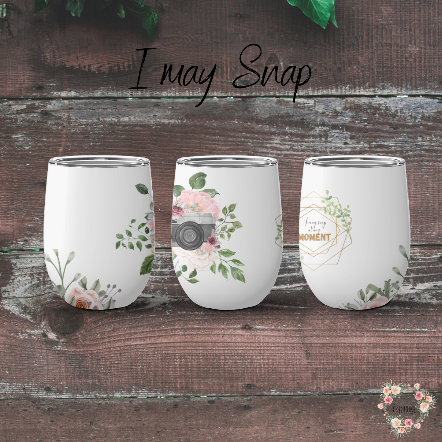 Rustic Camera Floral Tumbler – I May Snap | Photography & Flower Mug Gift