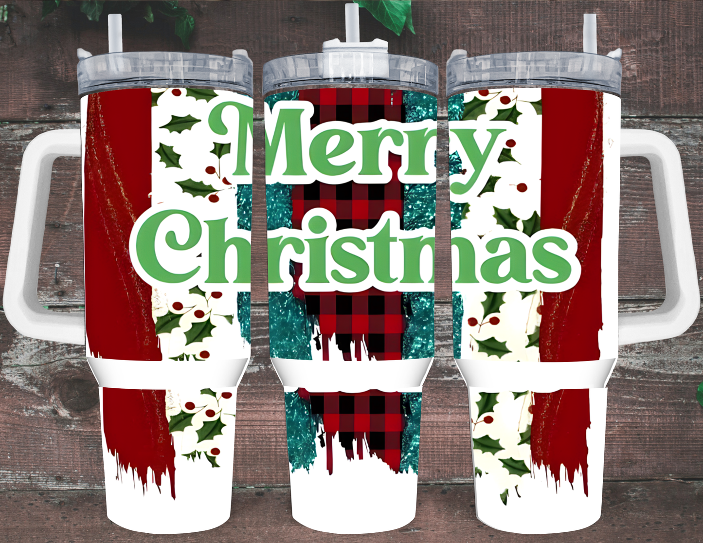 Merry Christmas Drip Tumbler | Red & Green Holiday Cup