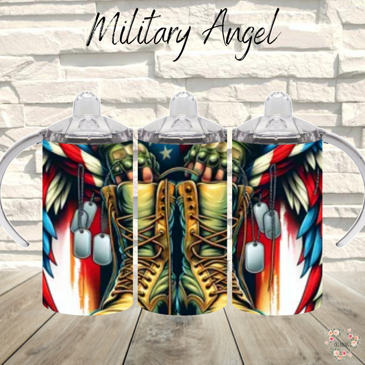 Patriotic Military Tribute Tumbler – Angel Wings & Combat Boots (Military Angel)