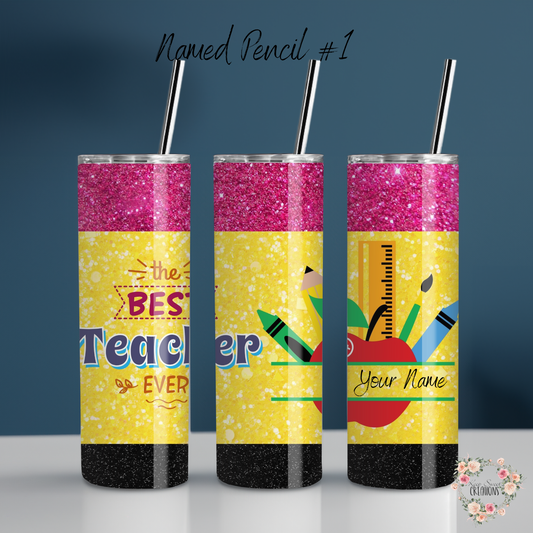 Personalized Teacher Pencil Tumbler – Custom Name Gift