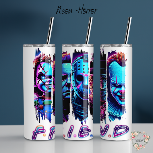 NEON HORROR F.R.I.E.N.D.S. Tumbler – Killer Horror Icons Drinkware