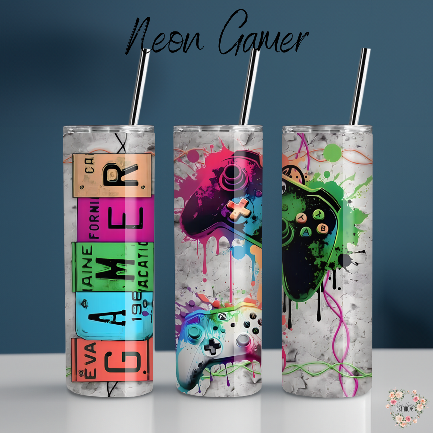 Neon Gamer Tumbler – Futuristic Gaming Drinkware | Numbered Edition