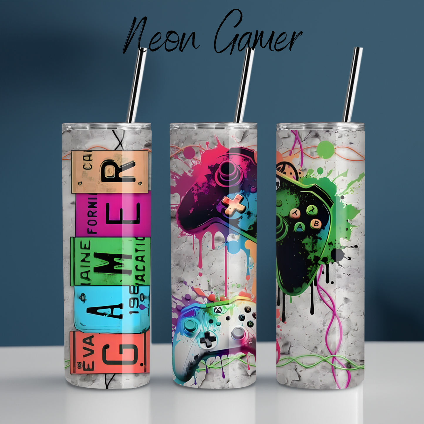 Neon Gamer Tumbler – Futuristic Gaming Drinkware | Numbered Edition