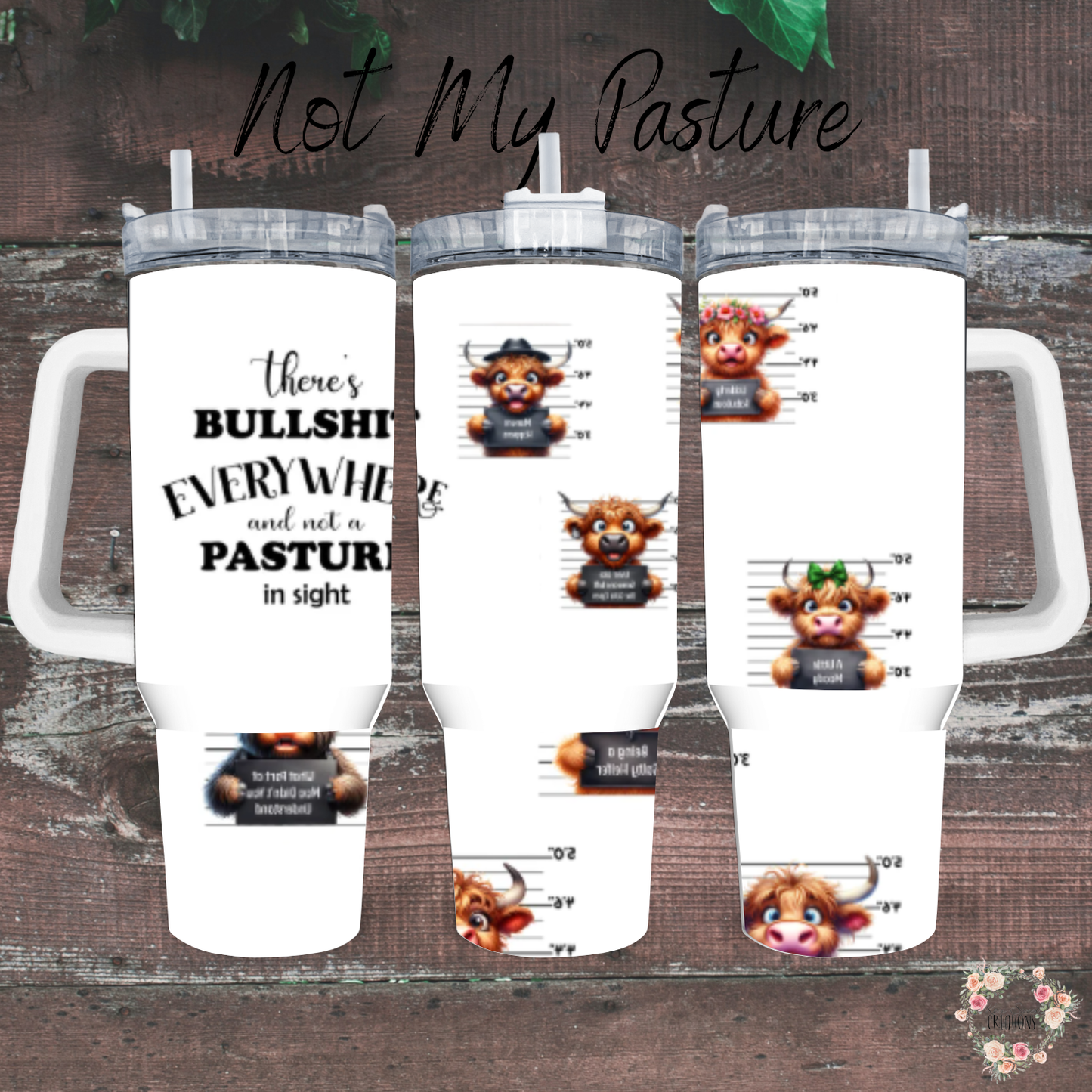 Bullshit Everywhere Highland Cow Tumbler | Funny Cow Sassy Drinkware