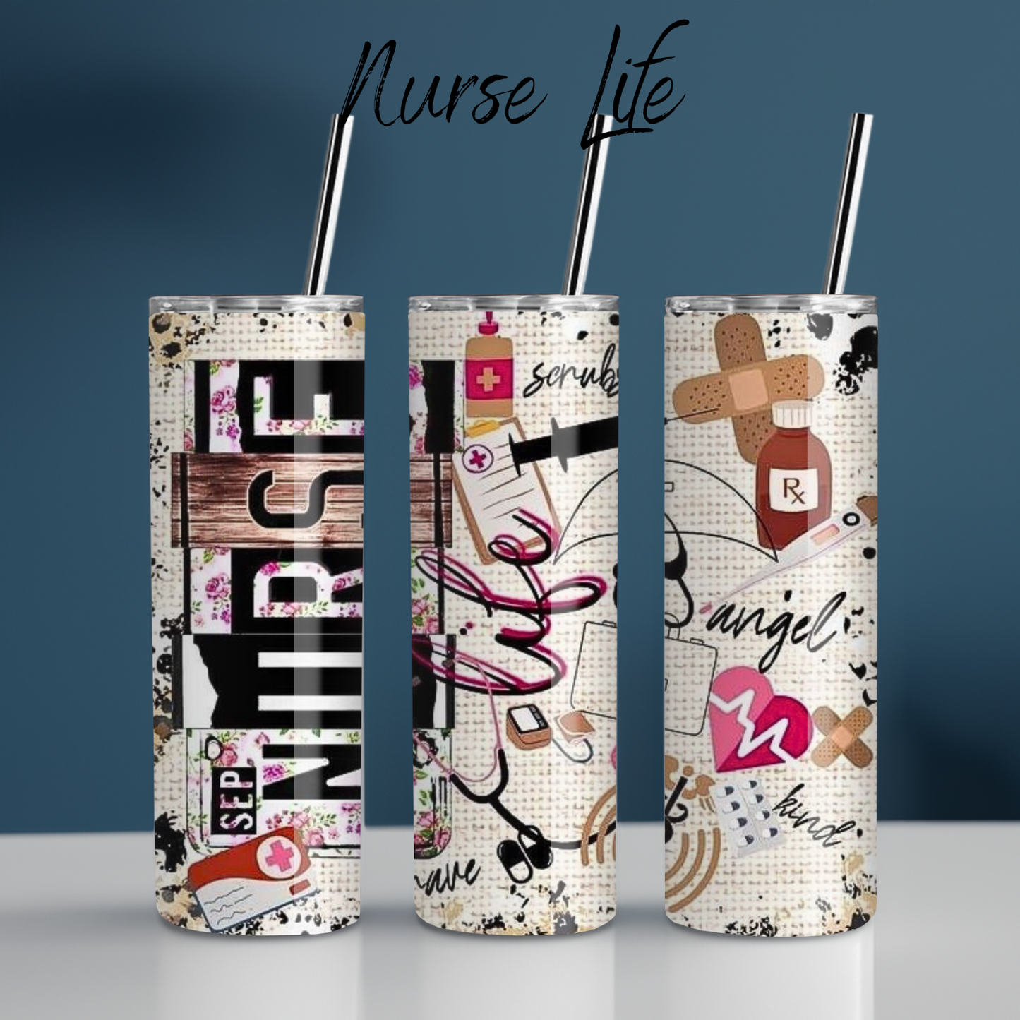 30 oz Tumbler with Lid & Straw – Nurse Life Quote with Extra Capacity