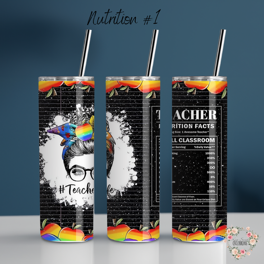 Teacher Tumbler – Nutrition Facts & Classroom Designs