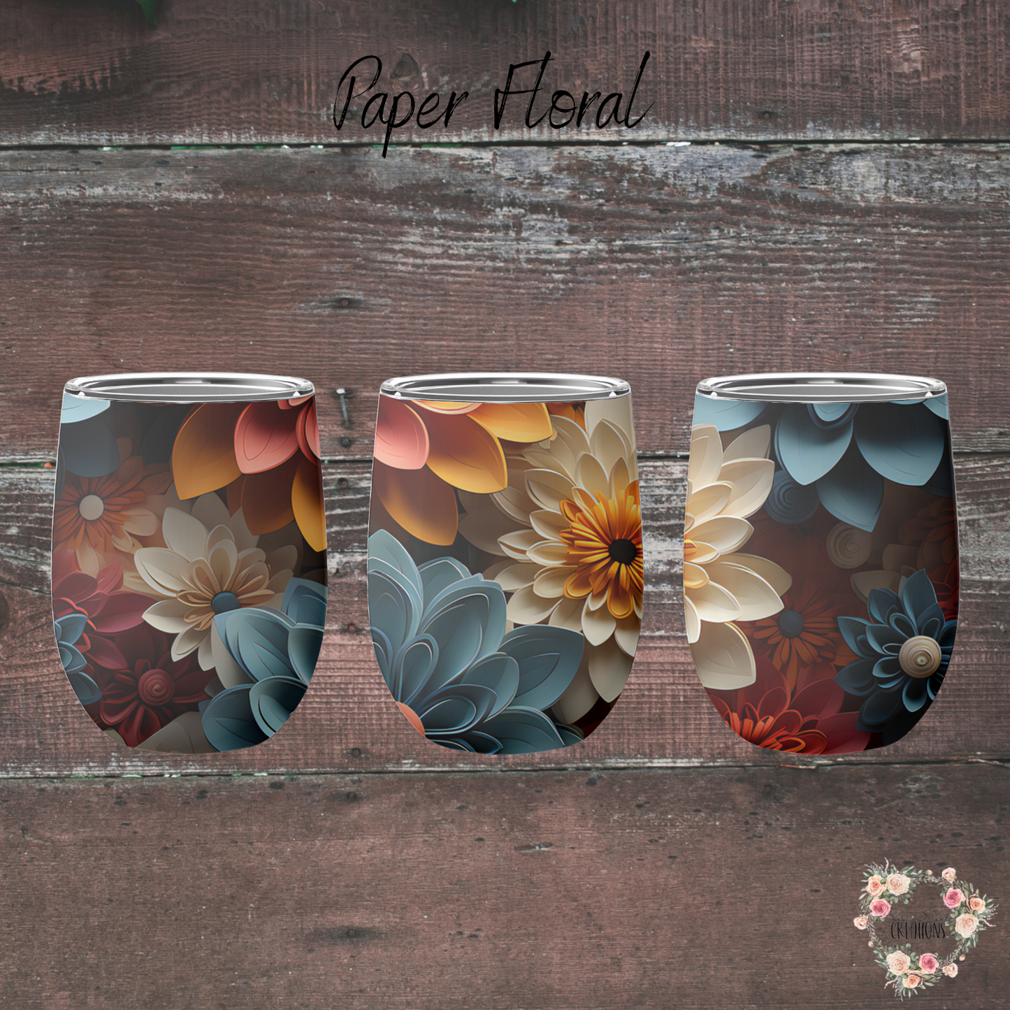Paper Floral tumbler – bold layered flower pattern