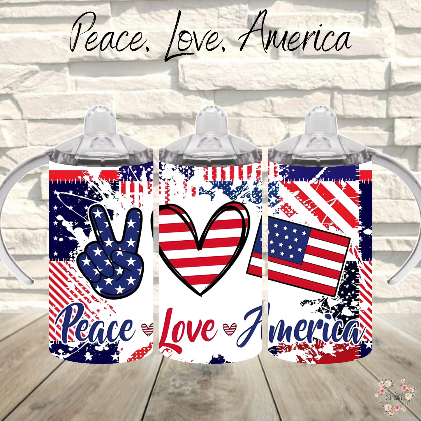 Peace, Love, America Tumbler – Patriotic USA Cup | Red White & Blue