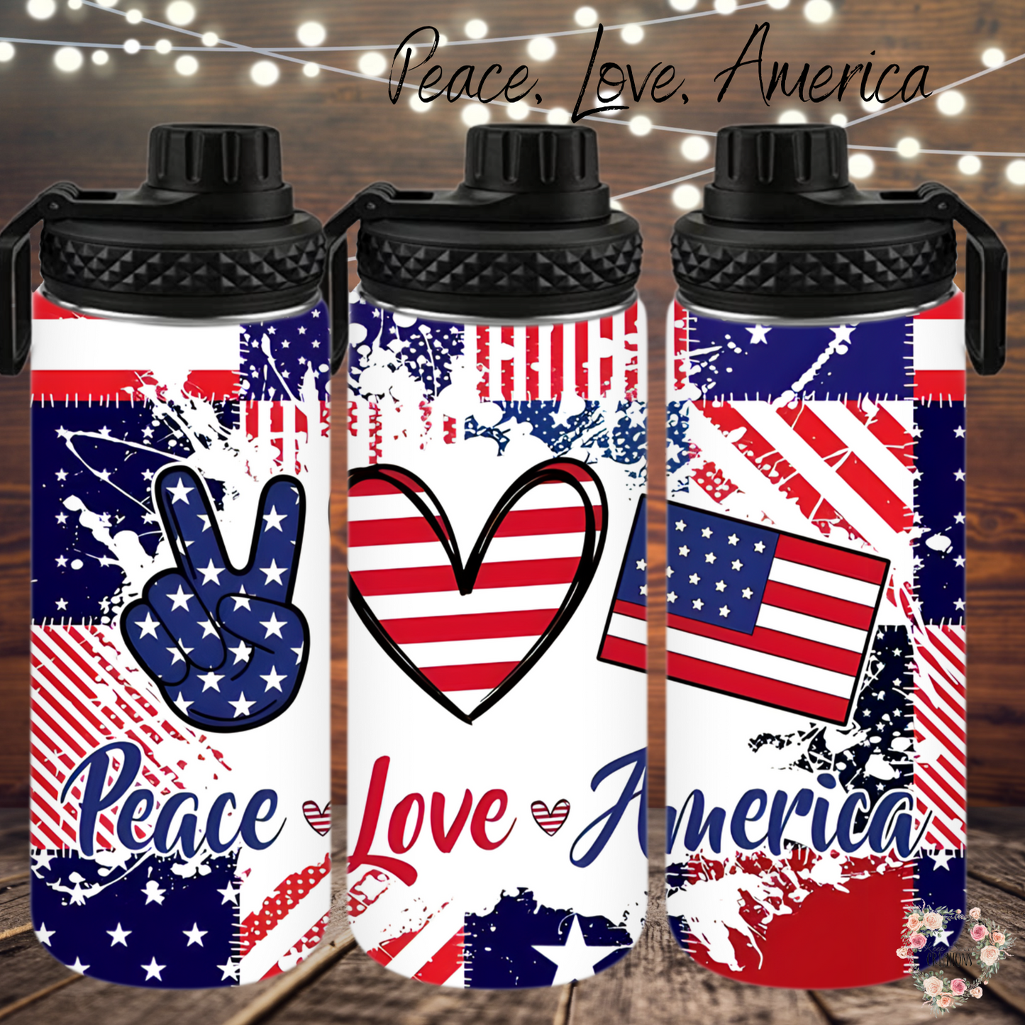 Peace, Love, America Tumbler – Patriotic USA Cup | Red White & Blue