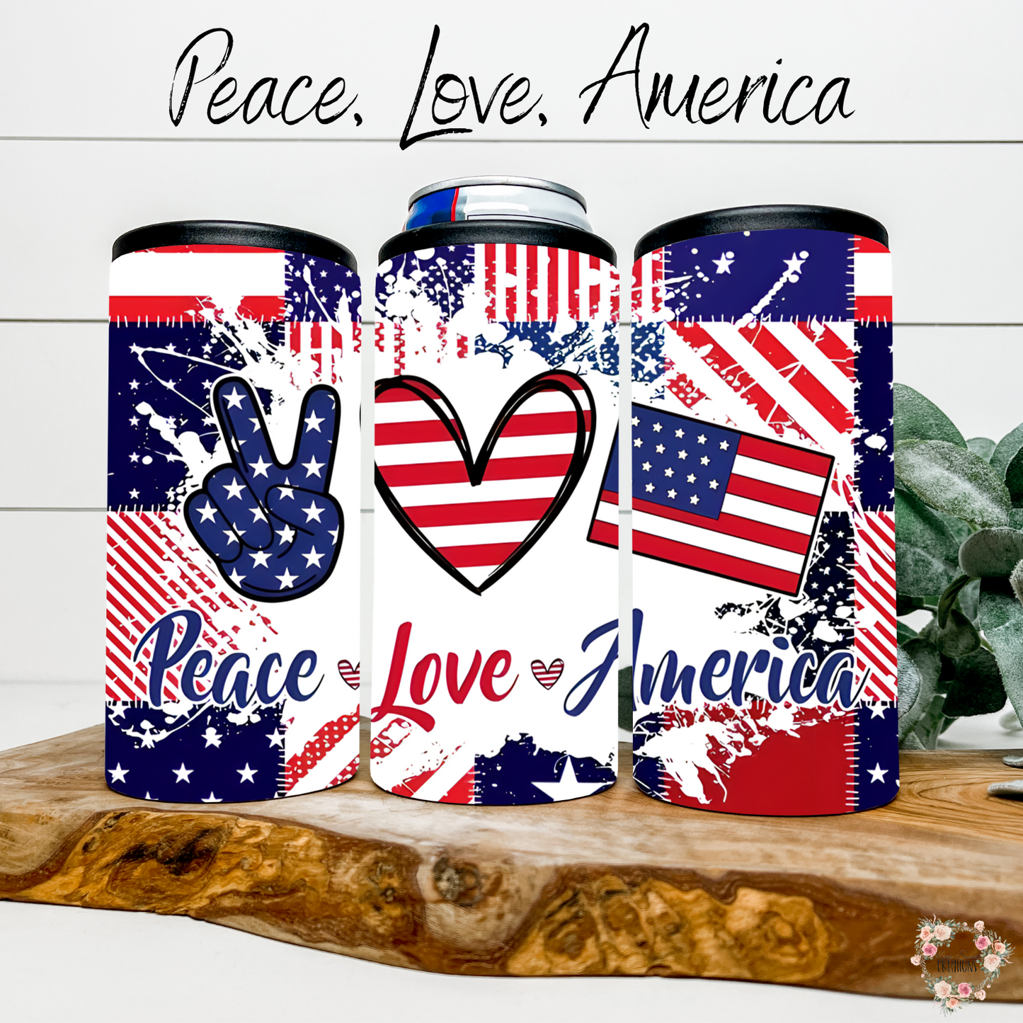 Peace, Love, America Tumbler – Patriotic USA Cup | Red White & Blue