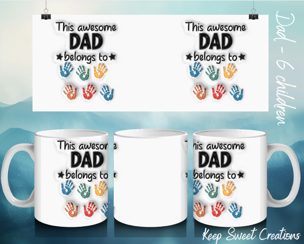 Custom Mug for Dad with 6 Kids – Personalized Names and Handprints