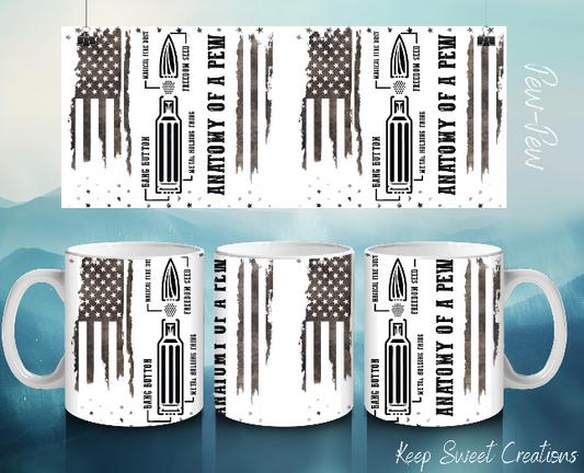 Anatomy of PewPew Mug – Patriotic Gun Lover Gift